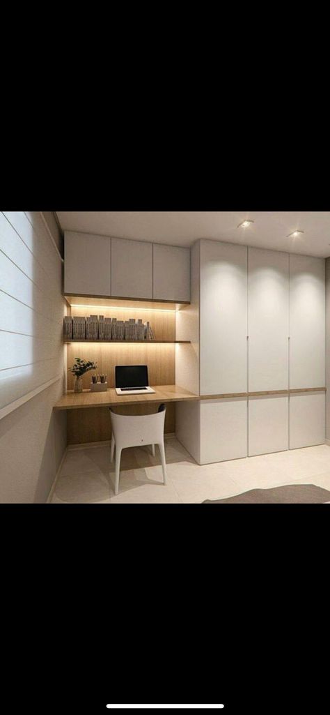 Wardrobe And Office Room, Desk And Wardrobe Combination, Inbuilt Cupboards, Study Table Designs, Bedroom Cupboard, Study Room Design, Bedroom Cupboard Designs, Wardrobe Design Bedroom, Home Office Storage