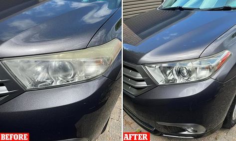 Mum used headlight restore wipes to transform her cloudy headlights | Daily Mail Online Cloudy Headlights, How To Clean Headlights, Yellow Car, Car Headlights, Cleaning Kit, Daily Mail, Cleaning Hacks, The Amazing, Life Hacks