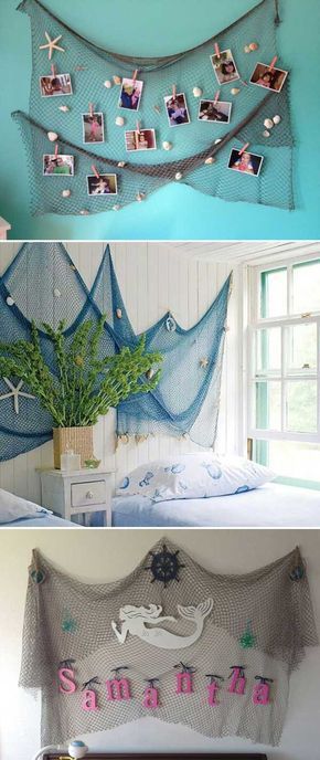 There are many ways to turn your ordinary room into a more stunning and fascinating room. Check out these 51+ turquoise room ideas!  #turquoise #bedroom #decorate #stunning #color #scheme Mermaid Decor Bedroom, Fish Net Decor, Mermaid Bathroom Decor, Ocean Themed Bedroom, Turquoise Room, Bedroom Turquoise, Ocean Room, Mermaid Bedroom, Beach Themed Bedroom