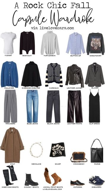 Rock Wardrobe Capsule, Rock Chic Capsule Wardrobe, Rock Style Capsule Wardrobe, Rocker Chic Capsule Wardrobe, Emo Capsule Wardrobe, Rock Capsule Wardrobe, Chic Fall Capsule Wardrobe, Outfit Ideas Rock, Rock Outfit Ideas