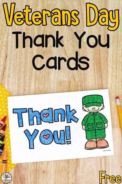 Your kids can color and write a special thank you note to the men and women in the armed forces using these Veterans Day Cards. Military Christmas Cards, Cards For Soldiers, Veterans Day For Kids, Veterans Day Cards, Letters To Veterans, Free Veterans Day, Veterans Day Thank You, Valentine Card Crafts, Veterans Day Activities