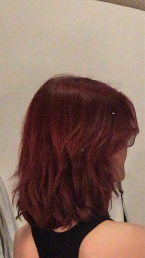 Maroon Shoulder Length Hair, Hair Dye Cherry Red, Red Hair Inspo Color Short, Deep Cherry Hair Color, Cherry Red Hair Layers, Dark Wine Red Hair Short, Short Hair Dark Red, Short Hair Cherry Red, Medium Dark Red Hair