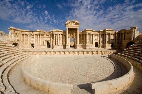 Antique roman theatre of Palmyra Syria. View of the ancient roman theater of Pal , #sponsored, #theatre, #Palmyra, #Antique, #roman, #ancient #ad Roman Theatre Architecture, Ancient Roman Theatre, Greek Theater Drawing, Theatre Drawing, Ancient Theater, Celebrity House, Theater Plan, Palmyra Syria, Temple Building