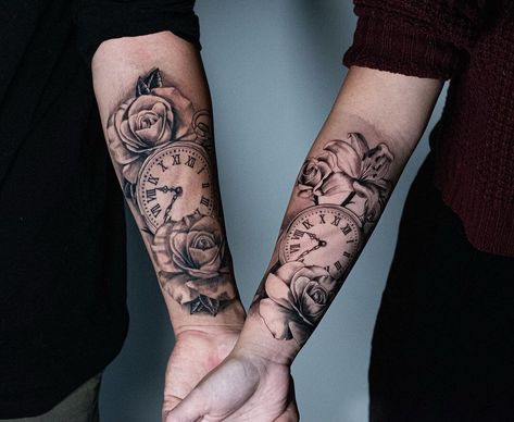 Wedding Date Tattoo, Couple Tattoo Design, Wedding Date Tattoos, Simple Couples Tattoos, Couple Tattoo Ideas, Him And Her Tattoos, Partner Tattoos, Best Couple Tattoos, Couple Matching Tattoo