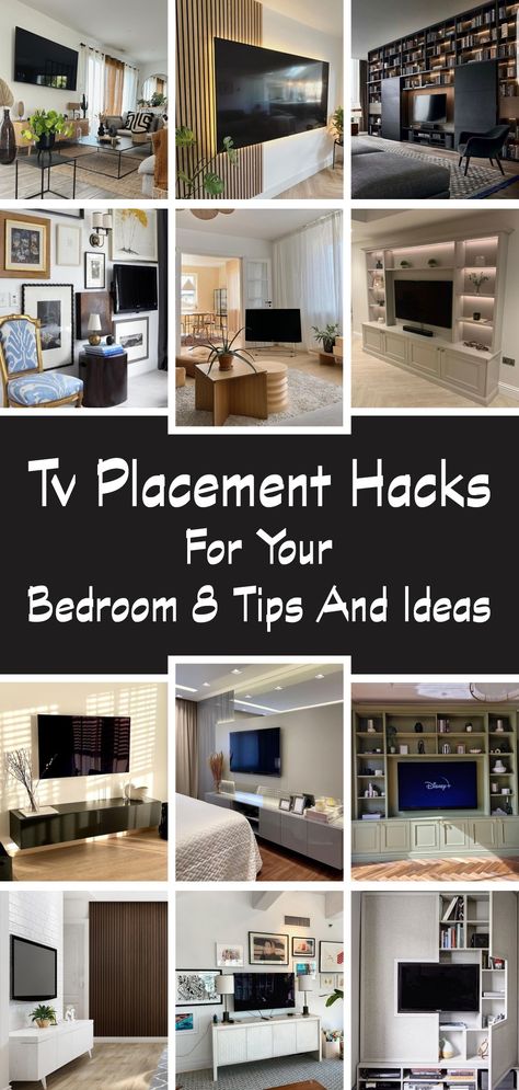 Deciding whether or not to incorporate a television into your bedroom can be a contentious topic, as individuals often desire the convenience of watching their favorite shows from the cozy confines of their bed, yet struggle with seamlessly integrating a TV into the existing layout. When contemplating the addition of a television in your bedroom, it is crucial to consider some significant factors. #tv #bedroom #bedroomtv Tv Wall Mount Ideas Bedroom Small Spaces, Tv Cabinet In Bedroom Wall Units, Bedroom Tv Placement Ideas, Tv Master Bedrooms Decor, Bedroom Tv Sitting Area, Under The Tv Ideas Bedroom, Tv Small Bedroom, Ideas For Tv In Bedroom, Bedroom Tv Cabinet Design Modern