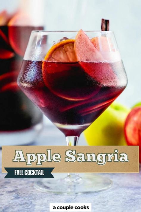 This apple sangria is made the traditional Spanish way with red wine! It amps up the apples and cinnamon for a fall variation. #applesangria #easysangria #sangria #recipe #drink #falldrink #fallcocktail Recipe With Red Wine, Apple Sangria Recipes, Fall Inspired Drinks, Cozy Fall Drinks, Fall Sangria Recipes, Liqueur Cocktails, Spanish Recipe, Red Wine Sangria, Apple Sangria