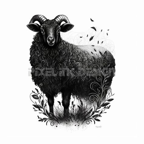 Folk Art Sheep, Black Sheep Logo, Black Sheep Art, Black Sheep Tattoo Ideas, Black Sheep Tattoo, Sheep Tattoo, Vertical Images, Fresh Tattoo, Black Sheep