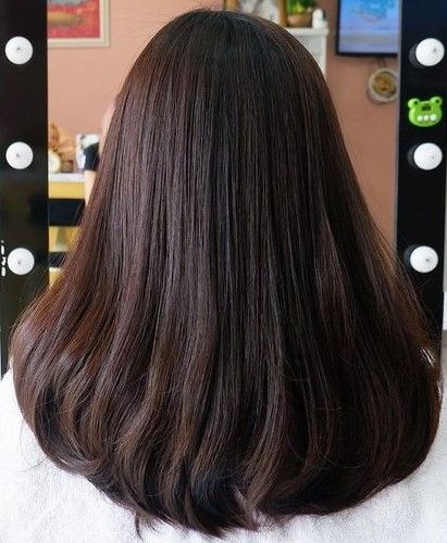 Deep U Haircut Long Hair, U Cut Haircut, Deep U Cut Haircut, Deep U Haircut, U Haircut, Oval Hair, Hair Style On Saree, Straight Hair Cuts, Fashionable Saree