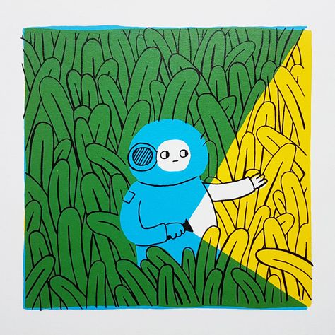 3 layer screen print  of a lil astronaut named Terry - OZBOX Screen Printing Layers, Screenprint Illustration, Screen Printing Illustration, Screen Printing Inspiration, Woodblock Printmaking, Stencil Ideas, Character Creator, Tracing Paper, Artistic Inspiration