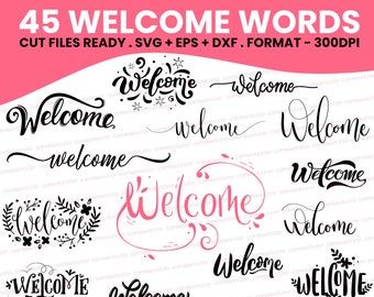 NewYorkDesignStudio - Etsy Welcome Fonts Lettering, Welcome Png, Welcome Font, Teacher Fonts, Welcome Logo, Welcome Words, Welcome Svg, Welcome Wedding Sign, Brush Script Fonts