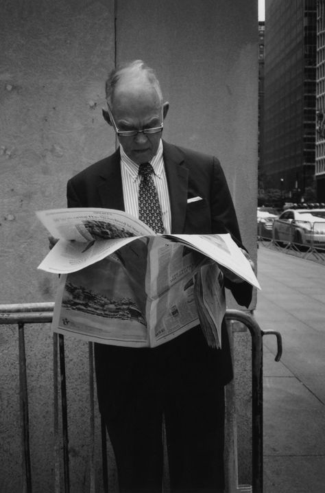 "Man Reading a Newspaper, NYC" Holding Newspaper Reference, Person Reading Newspaper, Reading Newspaper Aesthetic, Reading Newspaper Illustration, Newspaper Reference, Man Reading Newspaper, Realtor Photos, Newspaper Photoshoot, Newspaper Reading