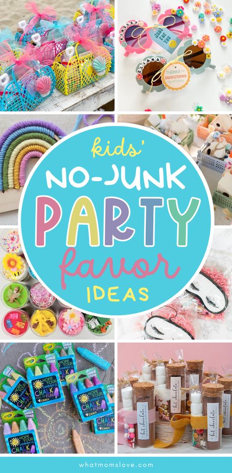 No junk party favors for kids. Unique and useful things to put in goody bags for your kid's birthday party. Parents and kids will love these creative birthday party favors including cheap DIY kits, fun food, toys and keepsakes. Great ideas for all ages, from toddlers to tweens and teens. Daycare Goodie Bags Birthday, Cheap Goodie Bags For Kids Party, Kids Birthday Bags Goodies Party Gifts, Useful Birthday Party Favors, What To Put In Goodie Bags, School Party Favors Birthday, Kindergarten Party Favors, Birthday Goodies Ideas, Cheap Goodie Bag Ideas