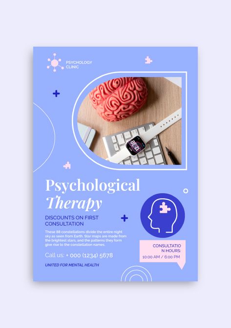 Hand-drawn Psychological Therapy Flyer Psychology Clinic, Club Flyers, Brand Kit, Star Map, Start Now, Business Branding, Free Graphic Design, Flyer Template, Flyer Design