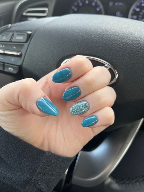 Teal Almond Shaped Nails, Sns Nails Almond, Teal Almond Nails, Blue Sns Nails, Nails Almond Shape, Mauve Nails, Shape Nails, Sns Nails, Almond Shape Nails