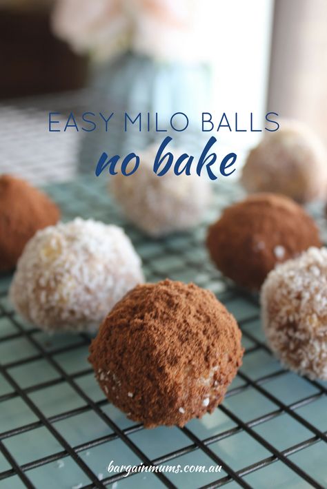 These Easy Milo Balls can be made in under 10 minutes. They are that simple! You only need plain biscuits, sweetened condensed milk, coconut and Milo, and best of all it's a no bake recipe. Milo Balls Recipes, Milo Balls, Plain Biscuits, Milo Recipe, Australian Recipes, Magic Custard Cake, Condensed Milk Cake, Kids Recipe, Coconut Biscuits