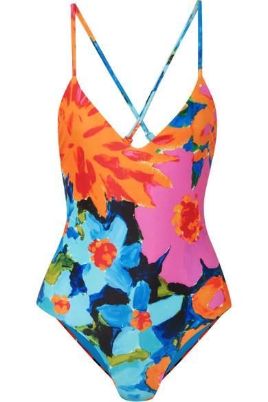 Summer's Coolest Tropical-Print Swimsuits Hands Down via @WhoWhatWearUK Brazil Swimwear, Patterns For Painting, Swimwear Runway, One Piece Swim Suits, Summer Outerwear, Trend Council, Swimsuits Photoshoot, Swimsuit Blue, Swimwear Trends