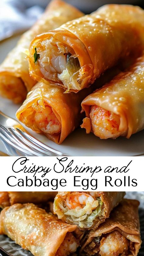 Shrimp and cabbage come together in these crispy egg rolls, delivering a delicious combination of textures and flavors. A must-try recipe for any occasion! Shrimp Cabbage Rolls, Cabbage Snacks Recipes, Egg Roll Filling Recipes, Cabbage Egg Rolls, Shrimp Cabbage, Cabbage Egg, Spiced Eggs, Egg Roll Filling, Crispy Egg