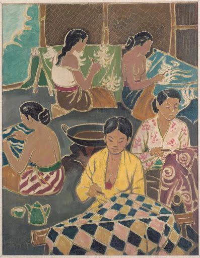 Batik Workers Malaysian Art, National Gallery Singapore, Southeast Asian Art, William Russell, Ap Drawing, Indonesian Culture, Nostalgic Aesthetic, Liu Kang, Southeast Asian Arts