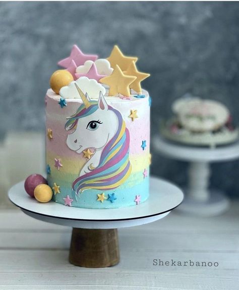 Simple Unicorn Cake Design, Tort Unicorn, Unicorn Pasta, Unicorn Cake Design, Easy Unicorn Cake, Birthday Cake Clip Art, Birthday Drip Cake, Cake Designs For Girl, Butterfly Birthday Cakes