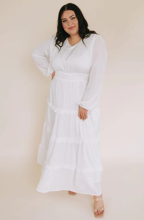 The White Collection By One Loved Babe - Temple Dresses Plus Size Boho White Dress, Boho White Dress, Temple Dresses, Lds Temple Dress, Temple Dress, Plus Size Boho, Lds Temple, Long White Dress, Plus Size Beauty