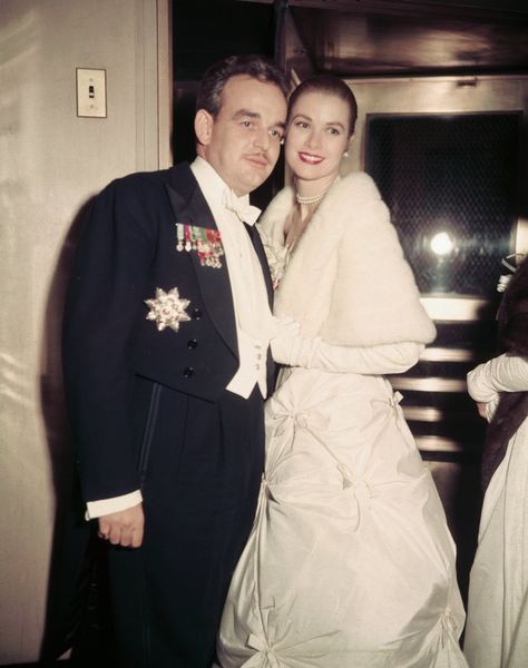 Grace Kelly and Prince Rainier of Monaco Grace Kelly Wedding, Camille Gottlieb, Helen Rose, Princess Grace Of Monaco, Grace Of Monaco, Andrea Casiraghi, White Evening Gowns, Princess Grace Kelly, Prince Rainier