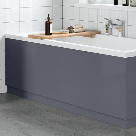 Modern Bathroom 1800mm Front Side Bath Panel 18mm MDF Grey Gloss Plinth Easy Cut Wooden Adjustable Plinth Bath Panel Ideas, Bath Side Panel, Grey Bath, Panel Ideas, Bathroom Paneling, Grey Baths, Corner Bath, Bath Panel, Bathroom Suites