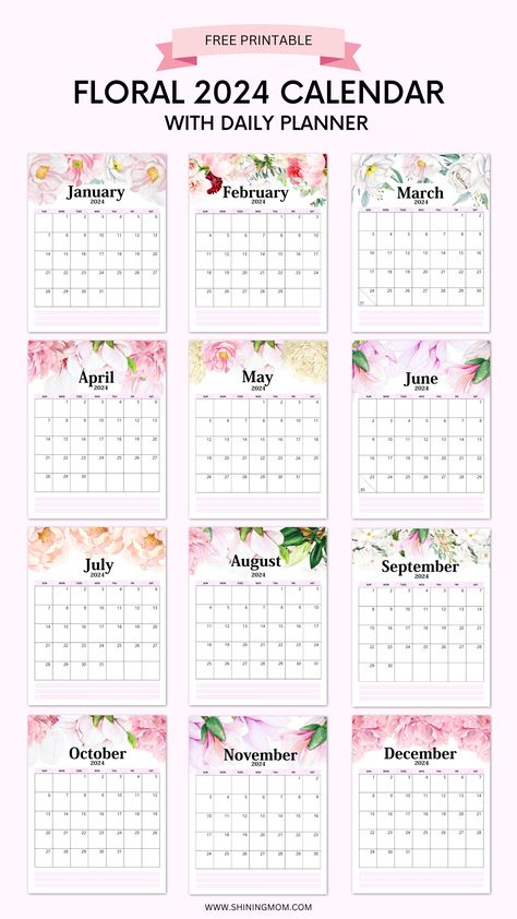 free 2024 floral calendar November Printable Calendar, Calender Printables, Free Printable Calendar Templates, Floral Calendar, Weekly Planner Free, Floral Planner, Coloring Calendar, Cute Calendar, Pretty Planners