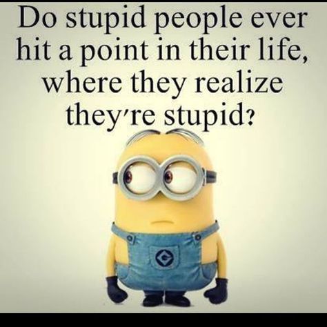 Do Stupid People Ever Hit A Point In Their Life Where They Realize They're Stupid? minion minions minion quotes stupid people funny minion quotes minion quotes and sayings Quotes For Stupidity People, Stupidity Quotes Funny, People Funny Quotes, Minion Sayings, Beginner Cricut, Minions 2, Minion Memes, Apj Quotes, Funny Minion Memes