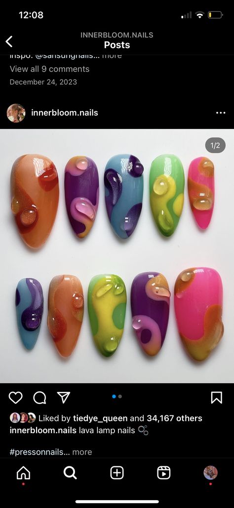 Lava Lamp Nail Designs, Lava Lamp Nail Art, Short Lava Lamp Nails, Lava Nails, Lava Lamp Earrings, Lava Lamp Nails, Lamp Nails, Nails 2024, Nails Design