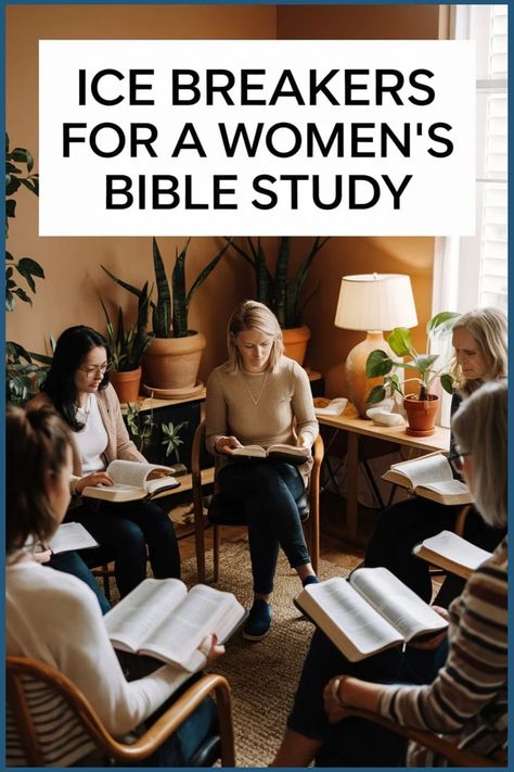 Group of women sitting in a circle with open Bibles, engaging in study and discussion. Bible Study Ice Breakers, Bible Study Activities For Women, Bible Study Group Activities, Ice Breakers For Women, Best Study Bible, Study Success, Women's Bible Study, Bible Study Questions, Bible Study Activities