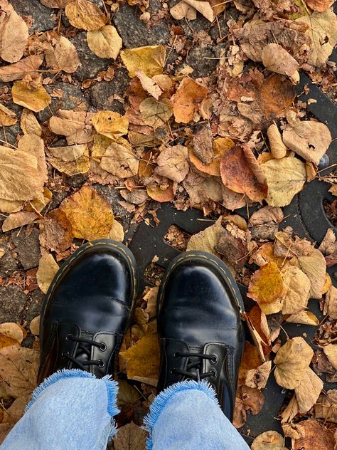 dr. martens in fall Fall Doc Martens, Dr Martens Aesthetic, Doc Martens Aesthetic, Autumn Wallpaper, Fallen Leaves, For My Friend, Aesthetic Board, Rory Gilmore, Fall Aesthetic