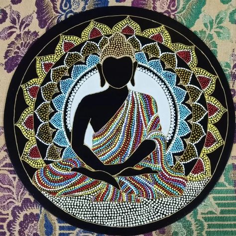 Aboriginal Art Dot Painting, Embroidered Canvas Art, Buddha Art Drawing, Black Paper Drawing, Stone Art Painting, Mandala Art Therapy, Lord Ganesha Paintings, Pottery Painting Designs, Mandala Art Lesson