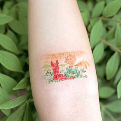 Fox Landscape, Laurence Anyways, Small Colorful Tattoos, Little Prince Tattoo, Sketch Cute, Prince Tattoos, Movie Tattoo, Circle Tattoos, Explore Tattoo