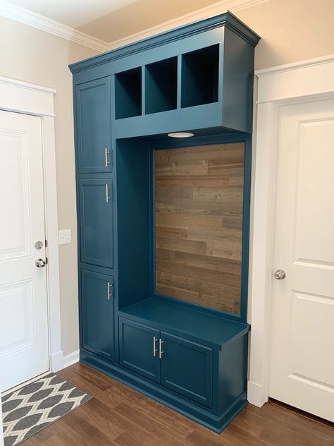 Mudroom Drop Zone, Prefab Cabinets, Ikea Cubbies, Custom Mudroom, Cabinets Ikea, Small Mudroom Ideas, Mudroom Remodel, Living Room Built Ins, Mudroom Decor