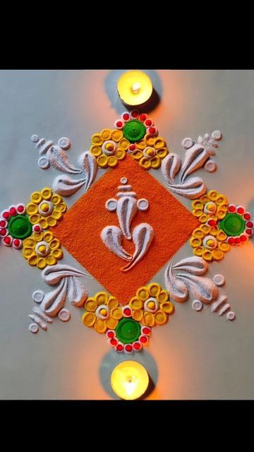 Diwali Rangoli Ganesha, Ganesh Rangoli Creative, Ganpati Rangoli Simple, Ganpati Bappa Rangoli, Rangoli Creative, Ganesh Chaturthi Rangoli, Ganpati Rangoli, Ganesh Rangoli, Ganesha Rangoli