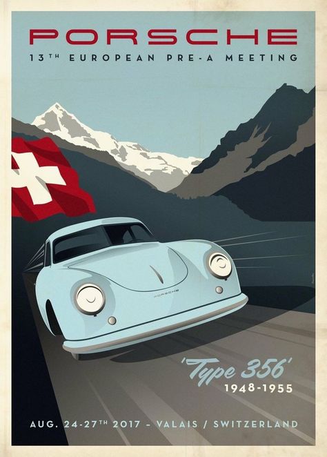 Porsche Poster, Vintage Racing Poster, Porsche 356 Speedster, Automotive Illustration, Advertising Posters, Car Artwork, Auto Art, Racing Posters, Vintage Porsche