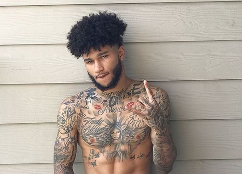 @ayeejanae Sims 4 Black Male Tattoos, Black People With Tattoos, Tattoos For Black Men Ideas, Dark Skin Men With Tattoos, Tattoos For Black Men, Fine Dark Skin Men With Tattoos, Darkskin Tatted Boy, Tatted Men, Black Men Tattoos