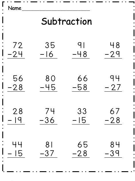 Borrowing Subtraction Worksheet For Grade 2, Subtraction With Borrowing, 2 Digit Subtraction, Subtraction With Regrouping Worksheets, Math Subtraction Worksheets, Worksheet Math, Regrouping Subtraction, Subtraction With Regrouping, Math Addition Worksheets