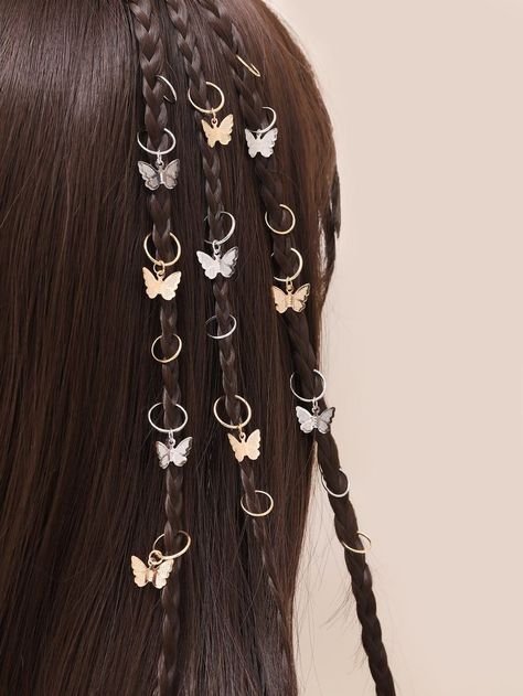 Butterfly Hairstyle, Hair Charms, Pretty Jewelry Necklaces, Fotografi Vintage, Open Hairstyles, Hair Up Styles, Hair Rings, Butterfly Hair, Fancy Jewelry