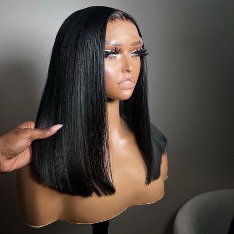 14inch Wig Styles, Straight Wigs Black Women, Glueless Wigs Black Women, Straight Long Wig, Bob Wig For Black Women, Black Bob Wig, Wigs Color, Beautiful Bridal Hair, Wigs Straight