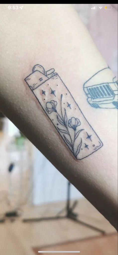 By @ softwitchyboi on insta <3 Matching Lighter Tattoos, Bic Lighter Tattoo, Zippo Lighter Tattoo, Lighter Tattoo, Light Tattoo, Bic Lighter, Zippo Lighter, Flower Lights, Future Tattoos