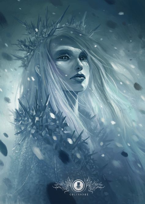 Ice Queen by Coliandre.deviantart.com on @DeviantArt Snow Spirit Art, Ice Spirit Art, Winter Fantasy Art, Snow Queen Art, Winter Eladrin, Frost Elf, Ice Spirit, Snow Spirit, Ice People