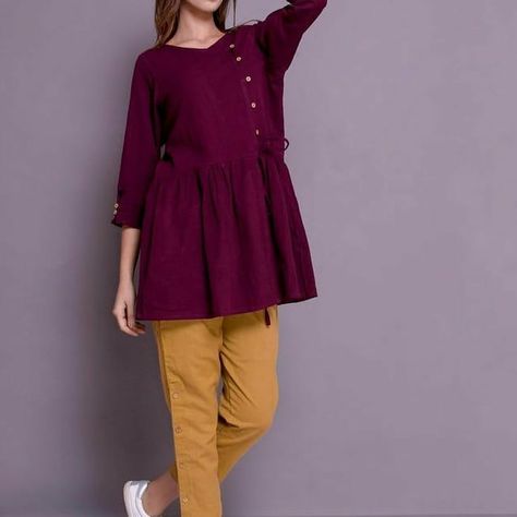 Anarkali Casual, Peplum Top Outfits, Short Frocks, Architect Logo, Short Frock, Casual Linen Pants, Pakistani Fashion Casual, Pakistani Dresses Casual, Girls Frock Design