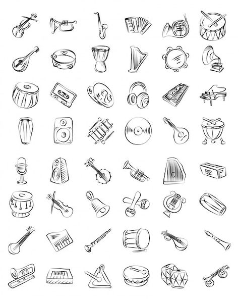 Music Cute Drawing, What Is Music, Music Art Drawing, Music Line, Music Notes Drawing, Music Tools, Musical Instruments Drawing, Music Doodle, Music Notes Tattoo