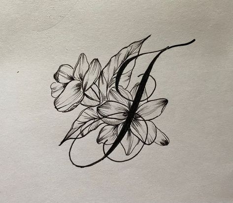 J In Script, J Letter Design Art, Script Flower Tattoo, Script With Flower Tattoo, J In Calligraphy, J Calligraphy Letter, Letter J Tattoo Ideas, J Tattoo Letter Ideas, Ja Tattoo