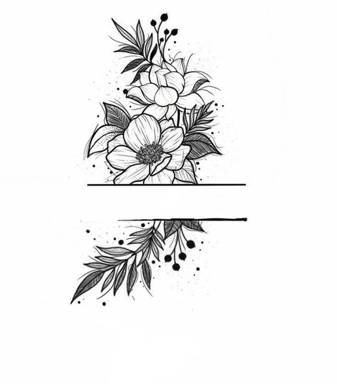 Flower Band Tattoo Stencil, Womens Tattoo Drawings, Floral Band Tattoo Design, Flower Band Tattoo Design, Drawing Ideas Pencil, Flower Tattoo Stencils, Black Line Tattoo, Tattoo Band, On Tattoo