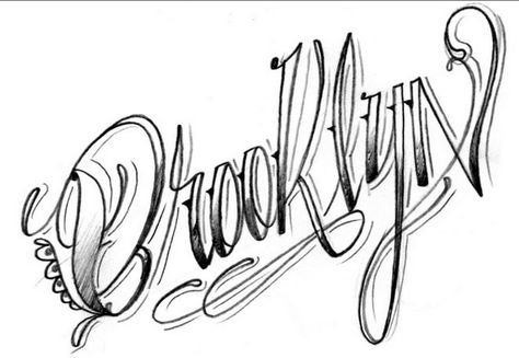 brooklyn Chicano Lettering Tattoo, Chicano Script, Lettering Chicano, Tattoo Letters, Brooklyn Tattoo, Lettering Tattoos, Fonts And Calligraphy, Getting Tattooed, Letter Styles