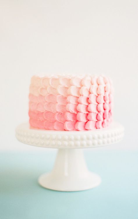 Pink Ombre Cake, Porcelain Cake Stand, Petal Cake, Wedding Cakes Elegant, Heart Cakes, Ombre Cake, Lace Wedding Cake, Cake Lace, White Wedding Cakes