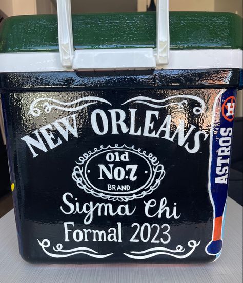 Frat Painting Ideas, Beach Formal Cooler, Formal Cooler Ideas Nola, Nola Frat Cooler Ideas, Nola Cooler Painting, Phi Psi Frat Cooler, Nashville Cooler Formal, Frat Cooler Painting Ideas, Frat Coolers Formal Nola