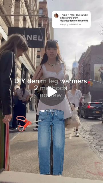 𝓿𝓮𝓻🧿♌️🪄𝓬𝓪🌙 徐 💖 on Instagram: "Additional notes in caption, highly requested tutorial - DIY denim leg warmers - no sew method - super easy way to style your spring + summer fits 🌸 feel free to lmk if you have any questions, I’ll do my best to answer as detailed as possiblee

Some notes
🌸 it’s encouraged you upcycle jeans that are too big, but using jeans that are already your size/close to your size will stay up better 
🌸you don’t have to use flare jeans , straight leg cut is also fine but if you use straight leg jeans, cut the pants on a slight diagonal (not straight across like how I’m doing here) and put the pants legs on upside down from how I am in the tutorial (cuff of jean goes on leg, cut part sits on top of shoe) -> I used straight leg jeans in my original video - howev Denim Leg Warmers Diy, How To Style Leg Warmers With Jeans, How To Style Leg Warmers, Denim Leg Warmers, Diy Leg Warmers, Diy Denim, Upcycle Jeans, Denim Diy, Summer Projects